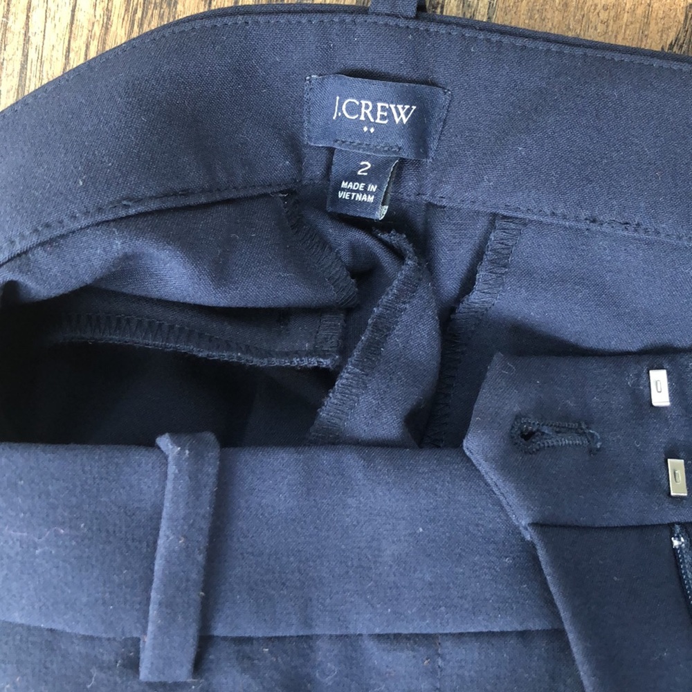 J. Crew navy cropped wide leg pant and gingham shirt bundle - Picture 5 of 6